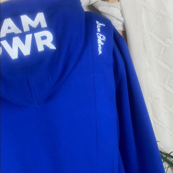 Sam Edelman Blue Cross Back Hoodie Sweater - Picture 5 of 11